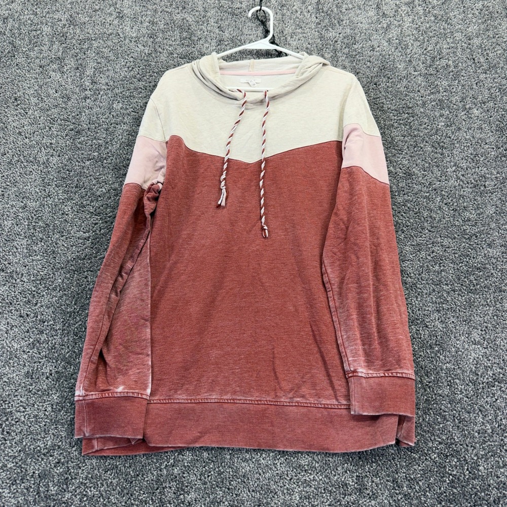Maurices Hoodie Womens Extra Extra Large Red Colorblock Long Sleeve Pullover Top